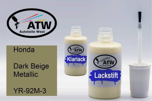 Honda, Dark Beige Metallic, YR-92M-3: 20ml Lackstift + 20ml Klarlack - Set, von ATW Autoteile West.